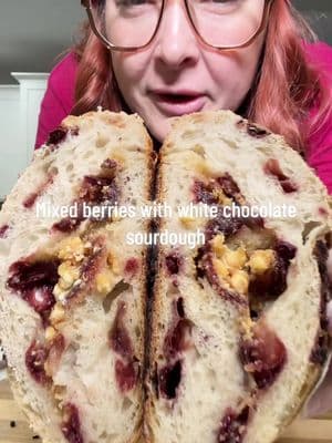 My first inclusion sourdough with mixed berries and white chocolate was amazing!! #sourdoughtiktok #sourdoughtok #sourdough #sourdoughwithinclusions #sweetsourdough 