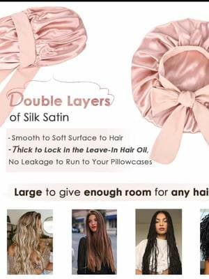 YANIBEST Satin Bonnet with Band for Sleeping Double Layer Satin Lined Silk Bonnet for Sleeping Hair Bonnets for Women. #yanibestsatinbonnet #yanibest #bonnet #hairbonnet #allhairtypes #musthaves #satinbonnets @YANIBEST  