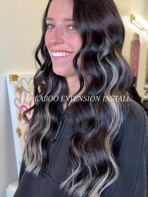 Silver PEEKABOO highlights with handtied extensions! @presley.lynne #fyp #foryou #hairtok #hairstylist #mississippihairstylist #handtiedextensions #CapCut 