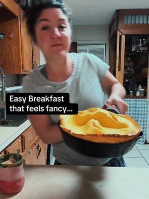 Breakfast Time!  Dutch Baby: Melt 3 T butter in a 400F oven in the pan you are baking it in. In a blender add ... -3 eggs -  pinch of salt -  3/4 cup flour -  1T sugar -  vanilla Then add in 3/4 cup warm milk and the butter. Bake at 400 F until its puffy and starting to brown. And please for the love of God don't forget to always use a towel or oven mit when grabbing the pan! #truckerwife #truckerwifetip #wifey #homemade #food #oklahoma #homestead #breakfast #dutchbaby #breakfastideas 