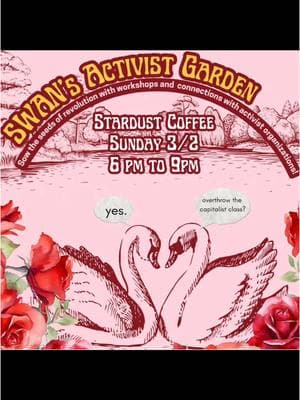 come learn about how we as a community can ab0rt fasc!sm and build community networks at SWAN’s Activist Garden event! learn from SWAN AND other activists and organizations from Orlando! ⏰WHEN: Sunday, March 2nd from 6-9pm 📍WHERE: Stardust Coffee 🧍WHO: everyone is invited! this is a FREE event! @SwanofCentralFL  #fyp #foryoupage #foryou #swanofcentralfla #orlando #centralflorida #clinicescort #clinicdefender #bansoffourbodies #florida #prochoice #floridalife #floridaman #healthcare #swantok #swanoforlando #aborto #abortolegalflorida #floridaaborto  #derechoalaborto #micuerpo #nomoreclosedclinics #abortolibre  