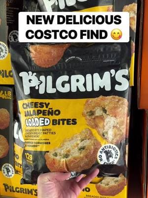 😋 NEW Delicious Cheesy Jalapeño Loaded Chicken Bites at Costco! These feature bite-sized chicken patties stuffed with real cheddar cheese & jalapeños…sounds SO GOOD! 🙌🏻 Get 4lbs for $13.99 #costco #costcofinds #chickenbites 